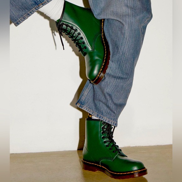Dr. Martens Shoes - Dr. Martens 1460 8-Eye Smooth Leather 7 Green Lace-Up Ankle Mid-Calf Booties